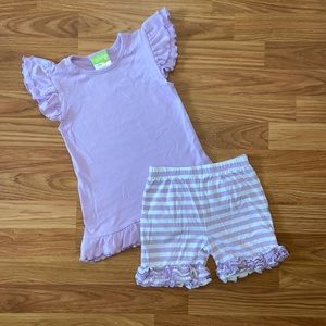 Lavender knit shorts set